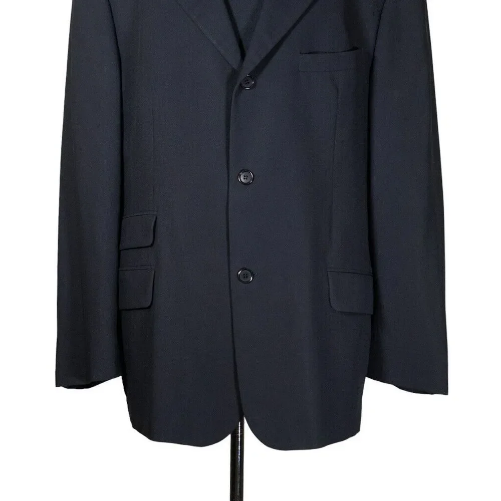 Hugo Boss Mens Blazer Blue Wool Blend 3 Button Jacket Sport Coat EU 54 US 44R